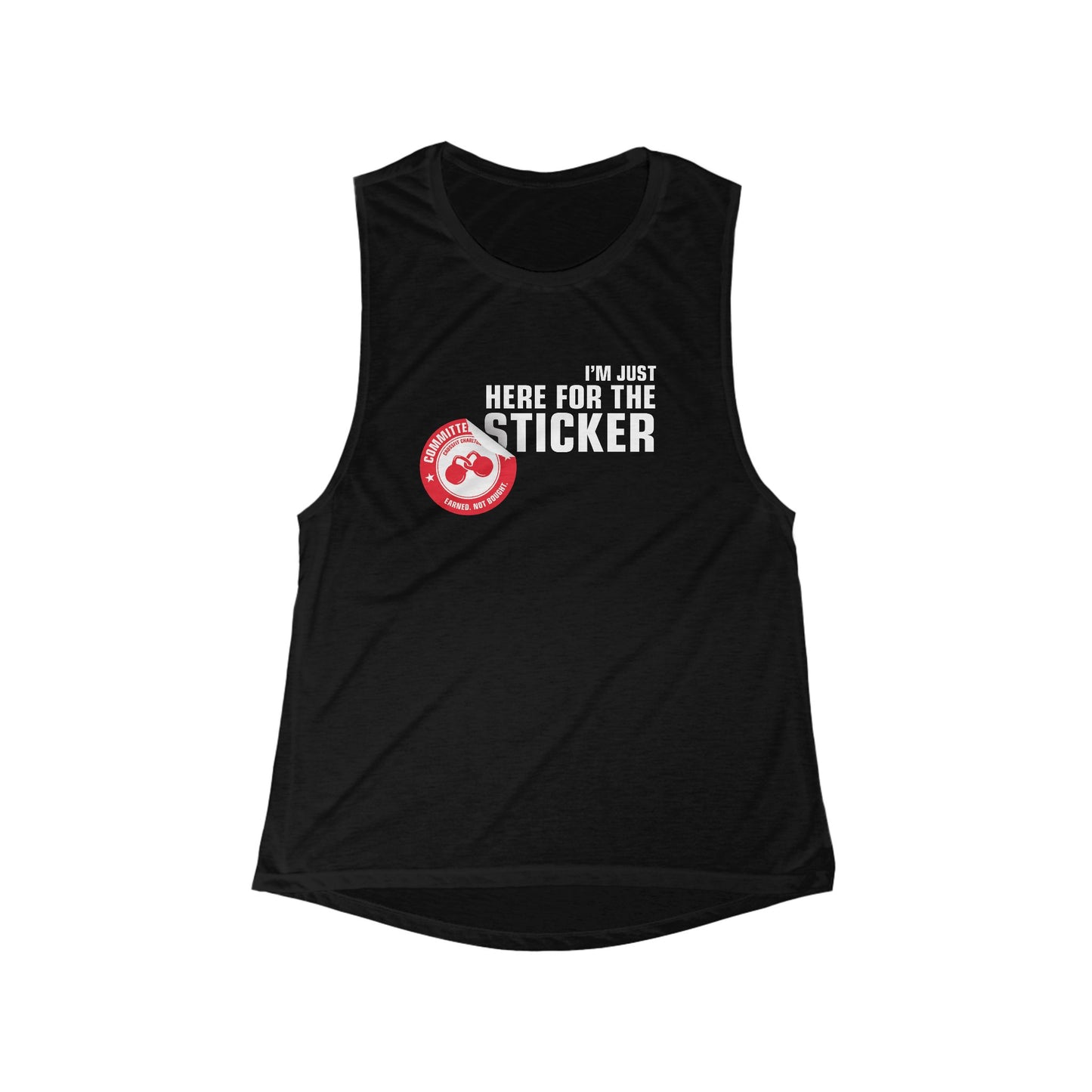 Here for the Sticker - Women's Flowy Scoop Muscle Tank